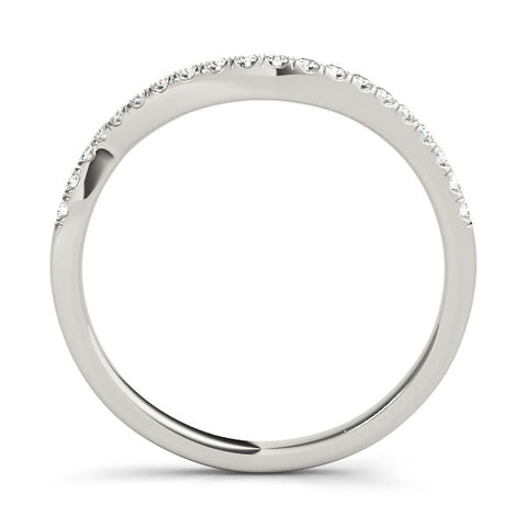 Yellow gold Round Cut Diamond Pavé Curved Band with Shared Prong Setting 1