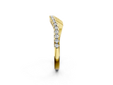 Yellow gold Round Cut Diamond Pavé Curved Band with Shared Prong Setting_6