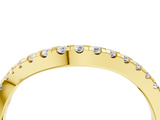Yellow gold Round Cut Diamond Pavé Curved Band with Shared Prong Setting_8