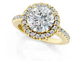 Yellow gold Round Cut Diamond Pavé Halo Ring with Four-Prong Setting_51