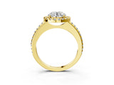 Yellow gold Round Cut Diamond Pavé Halo Ring with Four-Prong Setting_53