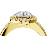 Yellow gold Round Cut Diamond Pavé Halo Ring with Four-Prong Setting_54