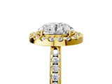 Yellow gold Round Cut Diamond Pavé Halo Ring with Four-Prong Setting_55