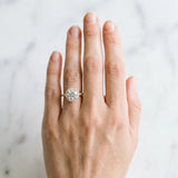 Yellow gold Round Cut Diamond Pavé Halo Ring with Four-Prong Setting_62