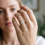 Yellow gold Round Cut Diamond Pavé Halo Ring with Four-Prong Setting_64