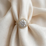 Yellow gold Round Cut Diamond Pavé Halo Ring with Four-Prong Setting_65