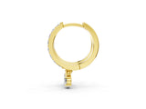 Yellow gold Round Cut Diamond Pavé Hoop Earrings with Drop Accent_5