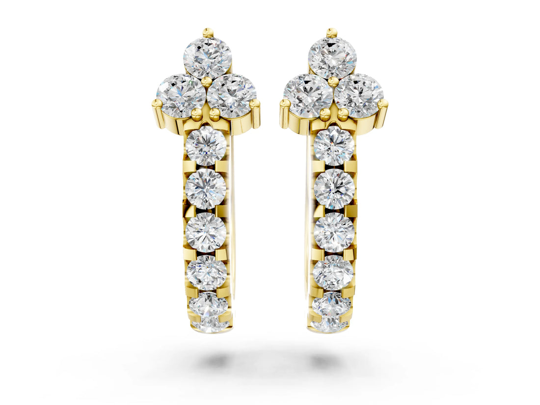 Yellow gold Round Cut Diamond Pavé Huggie Hoop Earrings_4