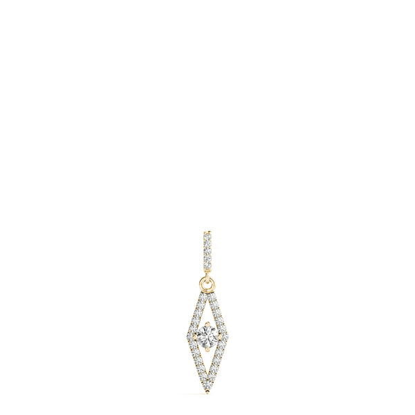 Yellow gold Round Cut Diamond Pavé Marquise Pendant