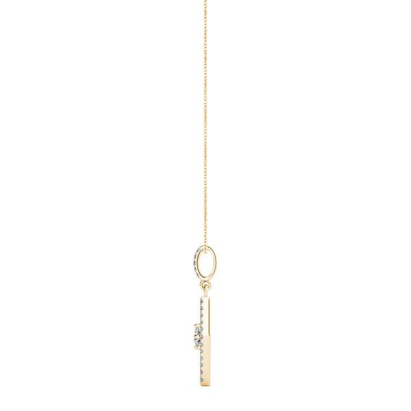 Yellow gold Round Cut Diamond Pavé Marquise Pendant