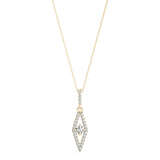 Yellow gold Round Cut Diamond Pavé Marquise Pendant