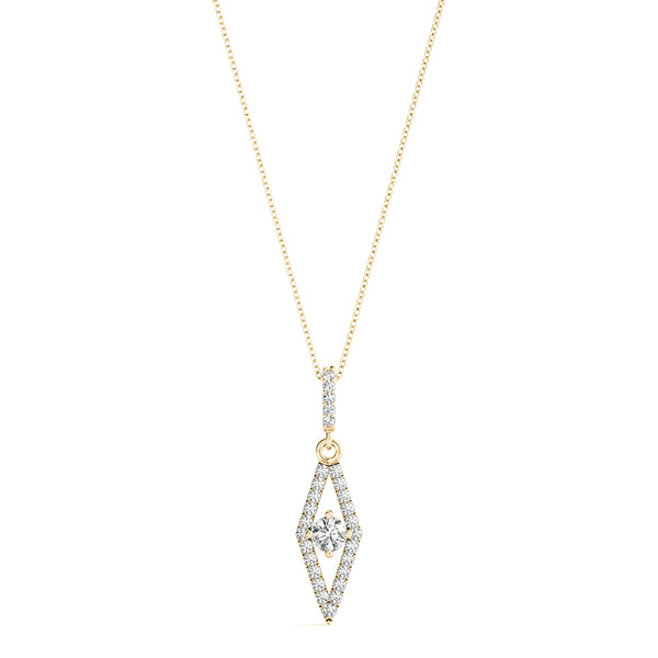 Yellow gold Round Cut Diamond Pavé Marquise Pendant