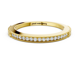 Yellow gold Round Cut Diamond Pavé Set Milgrain Edge Eternity Band_22
