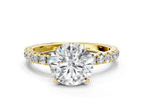 Yellow gold Round Cut Diamond Pavé Solitaire Engagement Ring with Four-Prong Setting_61