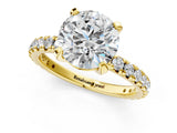 Yellow gold Round Cut Diamond Pavé Solitaire Ring with Round Band and Prong Setting_13