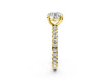 Yellow gold Round Cut Diamond Pavé Solitaire Ring with Round Band and Prong Setting_14
