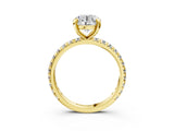 Yellow gold Round Cut Diamond Pavé Solitaire Ring with Round Band and Prong Setting_15