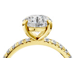 Yellow gold Round Cut Diamond Pavé Solitaire Ring with Round Band and Prong Setting_16