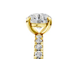 Yellow gold Round Cut Diamond Pavé Solitaire Ring with Round Band and Prong Setting_17