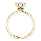 Yellow gold Round Cut Diamond Pave Band Tension Setting Engagement Ring 2