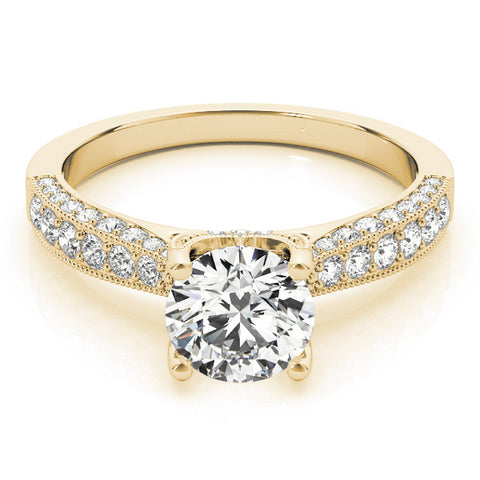 Yellow gold Round Cut Diamond Pave Band with Four-Prong Setting 1