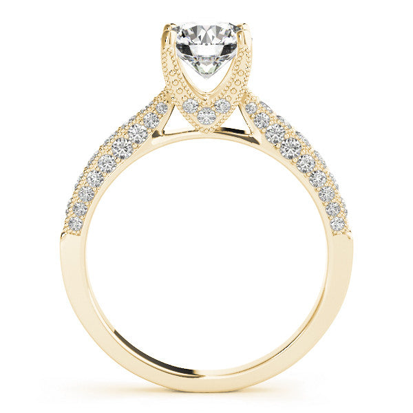 Yellow gold Round Cut Diamond Pave Band with Four-Prong Setting 2