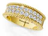 Yellow gold Round Cut Diamond Pave Eternity Band with Bead Prong Setting_22