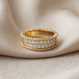 Yellow gold Round Cut Diamond Pave Eternity Band with Bead Prong Setting_41