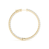 Yellow gold Round Cut Diamond Pave Hoop Earrings with Shared Prong Setting 2