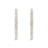 Yellow gold Round Cut Diamond Pave Hoop Earrings with Shared Prong Setting 3