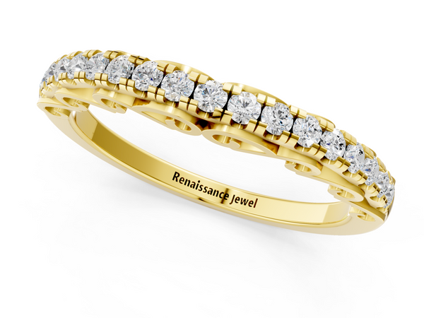 Yellow gold Round Cut Diamond Prong Set Eternity Band