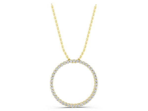 Yellow gold Round Cut Diamond Prong Set Eternity Pendant