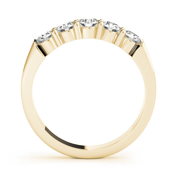 Yellow gold Round Cut Diamond Prong Set Half-Eternity Band 1