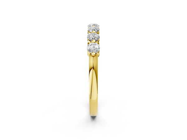Yellow gold Round Cut Diamond Prong Set Half Eternity Band