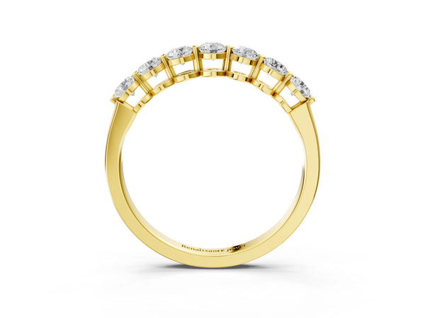 Yellow gold Round Cut Diamond Prong Set Half Eternity Band