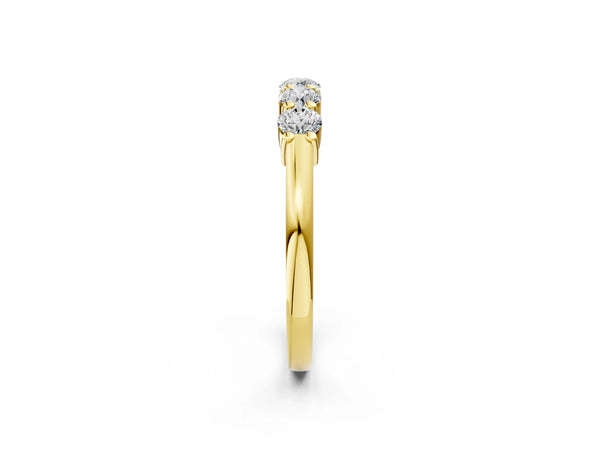 Yellow gold Round Cut Diamond Prong Set Half-Eternity Band
