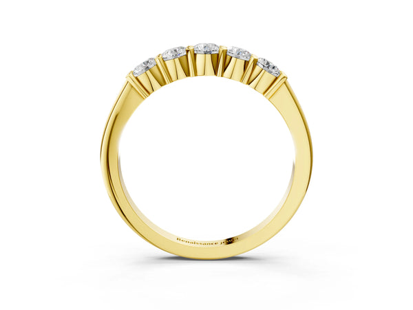 Yellow gold Round Cut Diamond Prong Set Half-Eternity Band