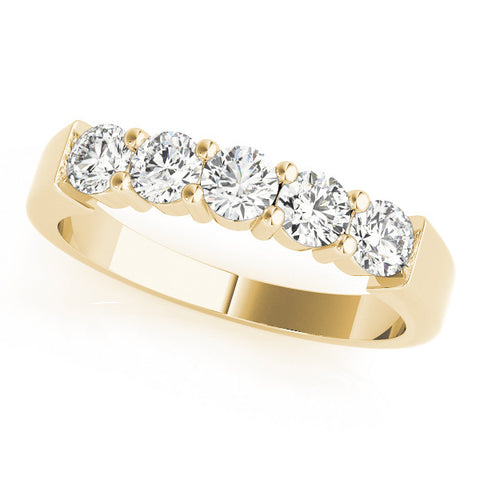 Yellow gold Round Cut Diamond Prong Set Half-Eternity Band