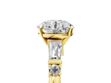 14K Yellow Gold 1.09 Carat D VVS2 Round Cut Diamond Ring with Baguette Side Stones, Channel Set Band, and Four-Prong Setting