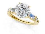 Yellow gold Round Cut Diamond Ring with Baguette Side Stones, Channel Set Band, and Four-Prong Setting_38