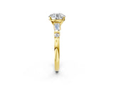 Yellow gold Round Cut Diamond Ring with Baguette Side Stones, Channel Set Band, and Four-Prong Setting_39