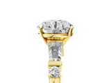 Yellow gold Round Cut Diamond Ring with Baguette Side Stones, Channel Set Band, and Four-Prong Setting_42