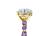 Yellow gold Round Cut Diamond Ring with Marquise and Round with Amethyst side stone Side Stones and Four-Prong Setting_53