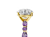 Yellow gold Round Cut Diamond Ring with Marquise and Round with Amethyst side stone Side Stones and Four-Prong Setting_65