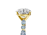 Yellow gold Round Cut Diamond Ring with Marquise and Round with Aquamarine side stone Side Stones and Four-Prong Setting_41