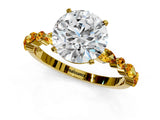 Yellow gold Round Cut Diamond Ring with Marquise and Round with Citrine side stone Side Stones and Four-Prong Setting_47