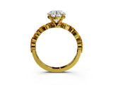 Yellow gold Round Cut Diamond Ring with Marquise and Round with Citrine side stone Side Stones and Four-Prong Setting_49