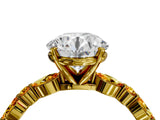 Yellow gold Round Cut Diamond Ring with Marquise and Round with Citrine side stone Side Stones and Four-Prong Setting_50