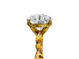Yellow gold Round Cut Diamond Ring with Marquise and Round with Citrine side stone Side Stones and Four-Prong Setting_51