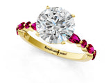 Yellow gold Round Cut Diamond Ring with Marquise and Round with Garnet side stone Side Stones and Four-Prong Setting_61